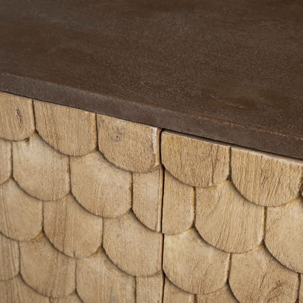 Swordfish 72L x 19W x 30.25H Two Tone Brown Wood Cabinet Silver Metal Base 4 Cabinet Door Sideboard 7