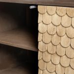 Swordfish 72L x 19W x 30.25H Two-Tone Brown Wood Cabinet Silver Metal Base 4 Cabinet Door Sideboard