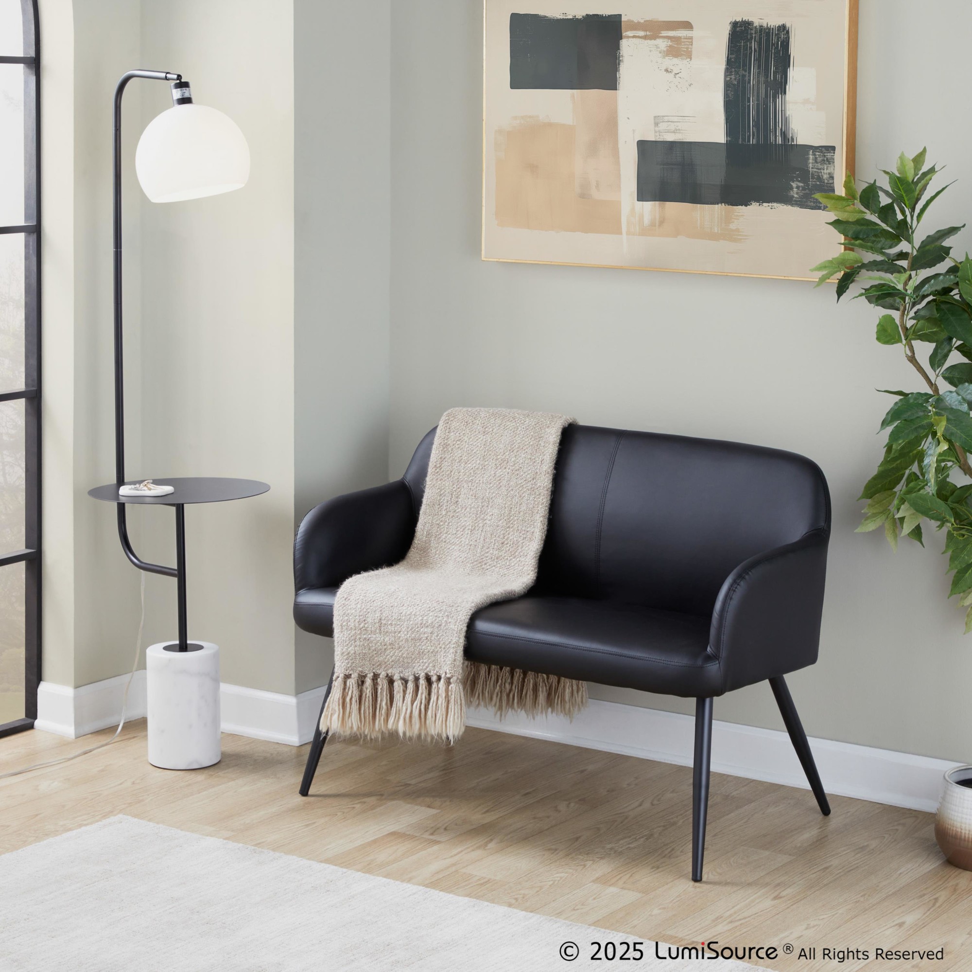 Symbol Contemporary Black Metal and Marble Floor Lamp 2 Symbol Contemporary Black Metal and Marble Floor Lamp - Image 2