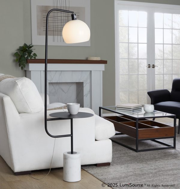 Symbol Contemporary Black Metal and Marble Floor Lamp