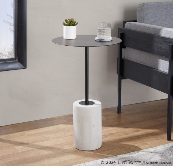 Symbol Contemporary Concrete and Black Steel Side Table 2