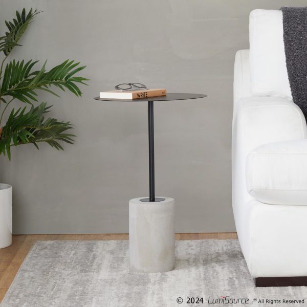 Symbol Contemporary Concrete and Black Steel Side Table 3