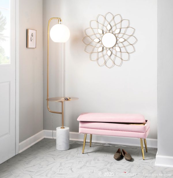 Symbol Contemporary Gold Metal and Marble Floor Lamp Table 1