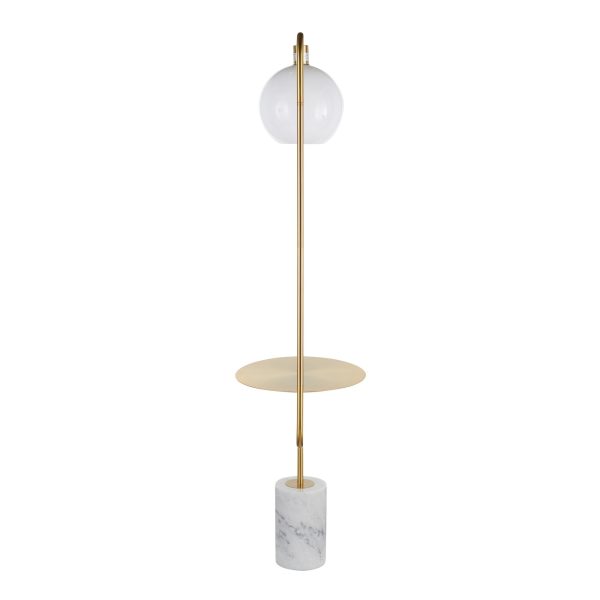 Symbol Contemporary Gold Metal and Marble Floor Lamp Table 12