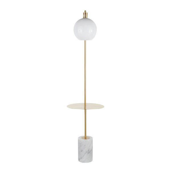 Symbol Contemporary Gold Metal and Marble Floor Lamp Table 13