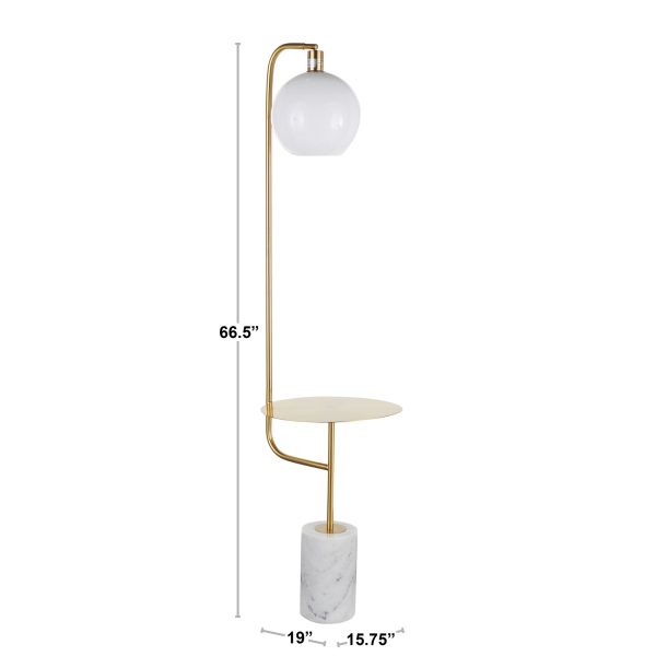 Symbol Contemporary Gold Metal and Marble Floor Lamp Table 18