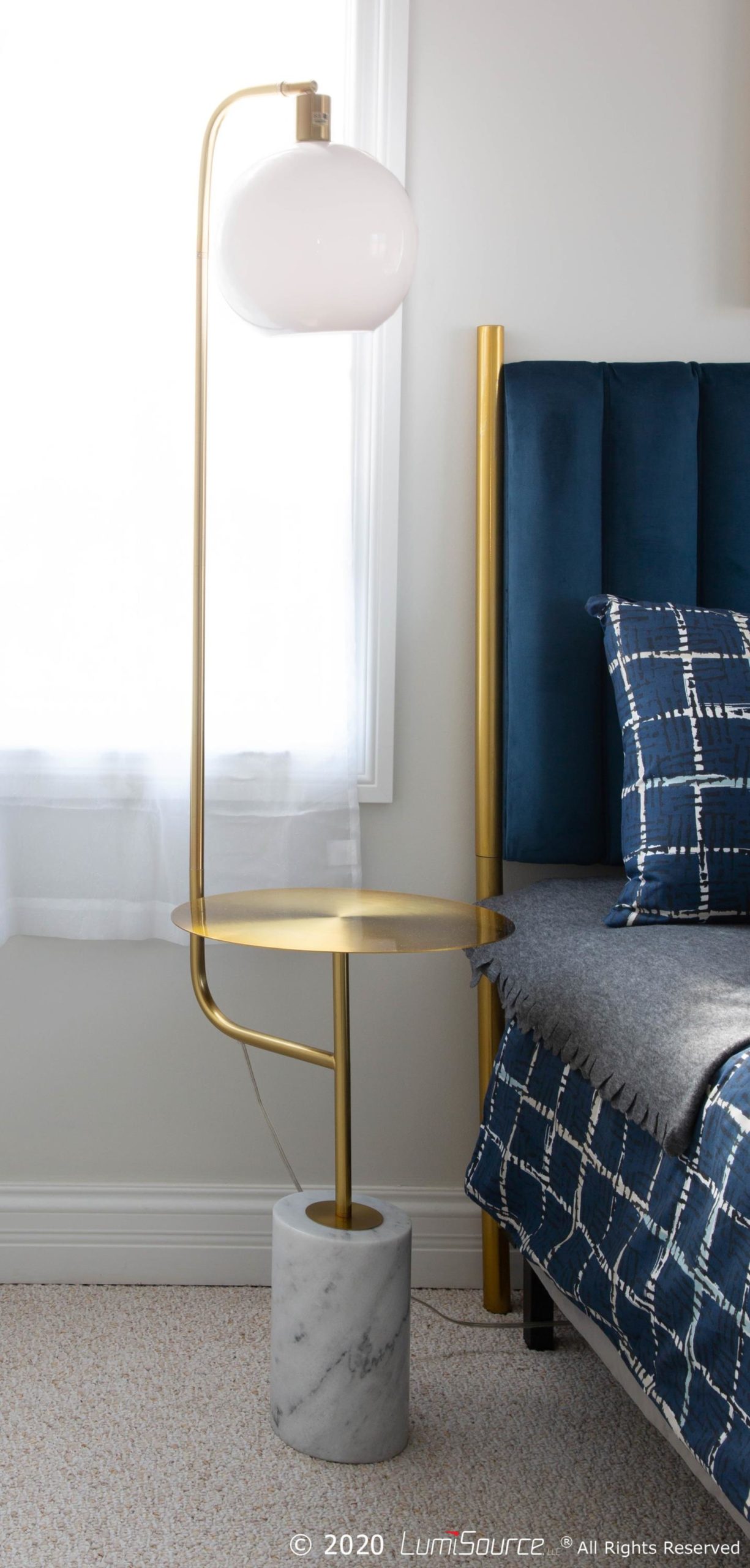 Symbol Contemporary Gold Metal and Marble Floor Lamp Table 4 Symbol Contemporary Gold Metal and Marble Floor Lamp Table - Image 4