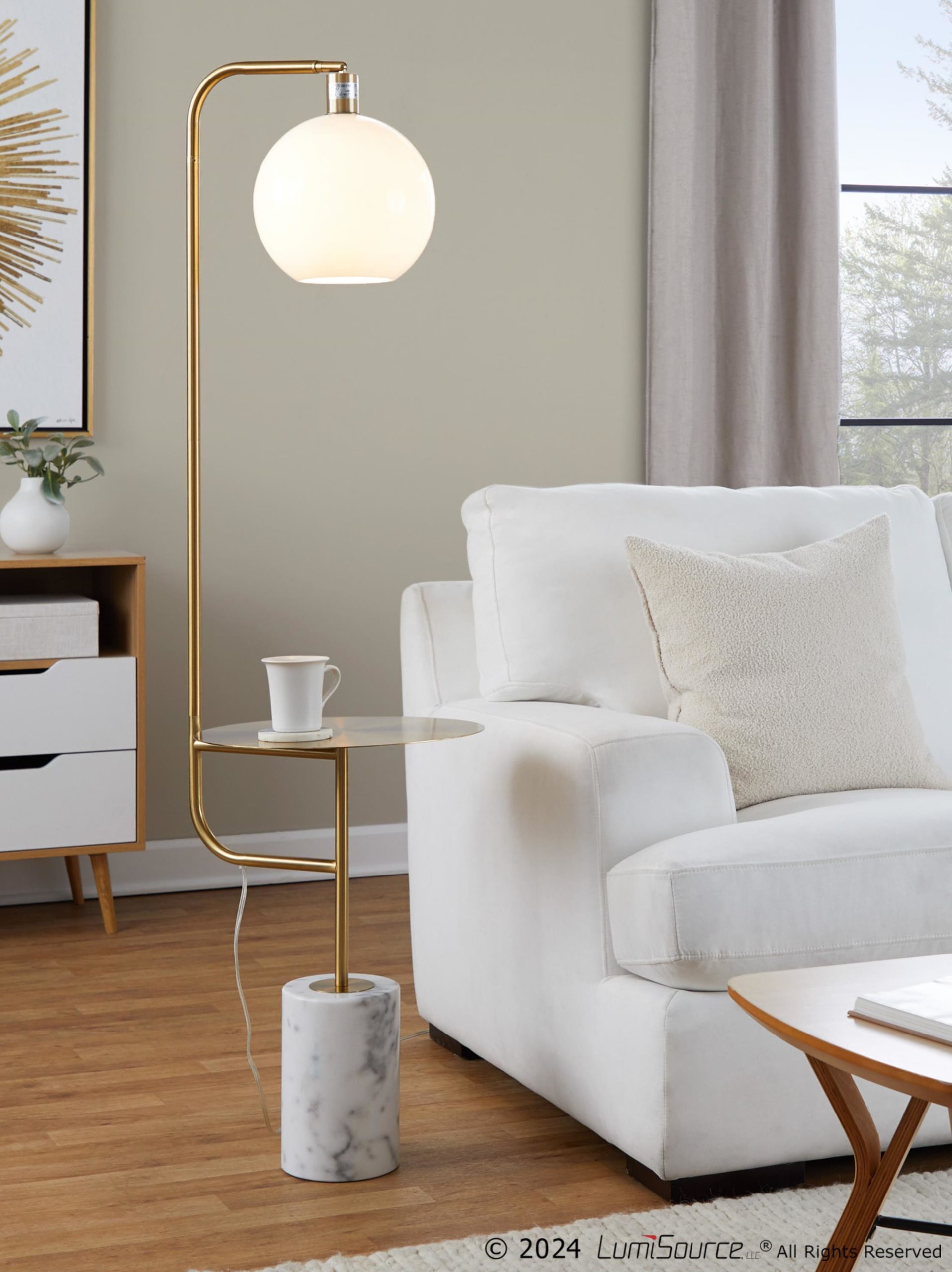 Symbol Contemporary Gold Metal and Marble Floor Lamp Table 6 Symbol Contemporary Gold Metal and Marble Floor Lamp Table - Image 6