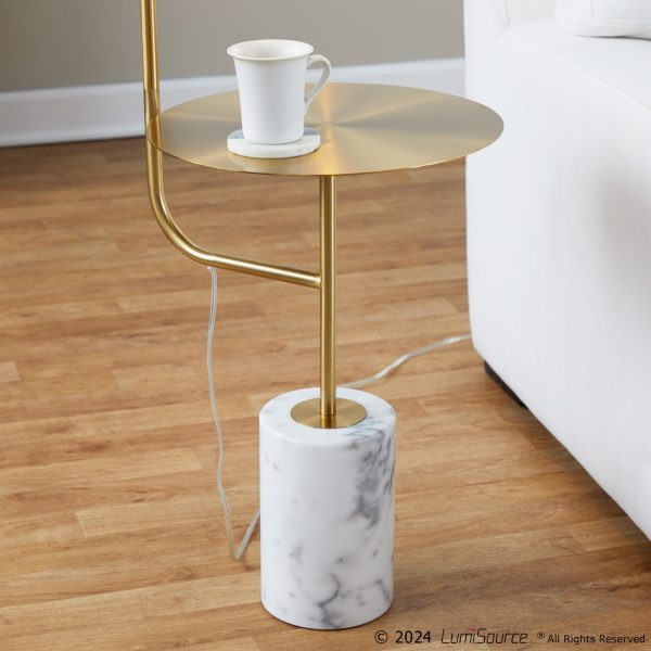 Symbol Contemporary Gold Metal and Marble Floor Lamp Table 6