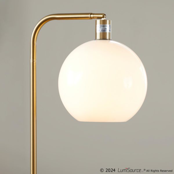 Symbol Contemporary Gold Metal and Marble Floor Lamp Table 7
