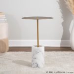 Symbol Contemporary Gold Metal and White Marble Side Table 23 Symbol Contemporary Gold Metal and White Marble Side Table