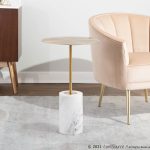 Symbol Contemporary Gold Metal and White Marble Side Table 13 Symbol Contemporary Gold Metal and White Marble Side Table