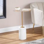 Symbol Contemporary Gold Metal and White Marble Side Table 15 Symbol Contemporary Gold Metal and White Marble Side Table