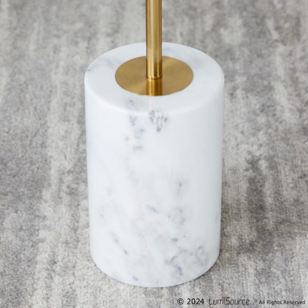Symbol Contemporary Gold Metal and White Marble Side Table 4