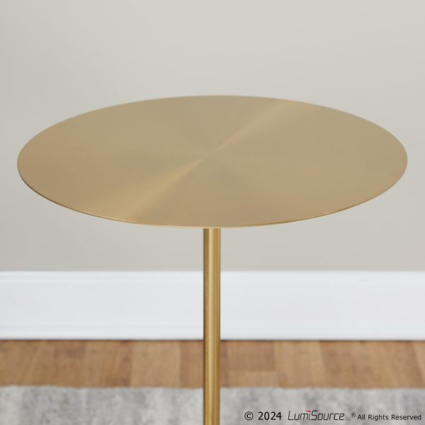 Symbol Contemporary Gold Metal and White Marble Side Table 5