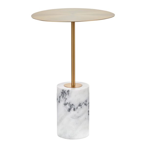 Symbol Contemporary Gold Metal and White Marble Side Table 7