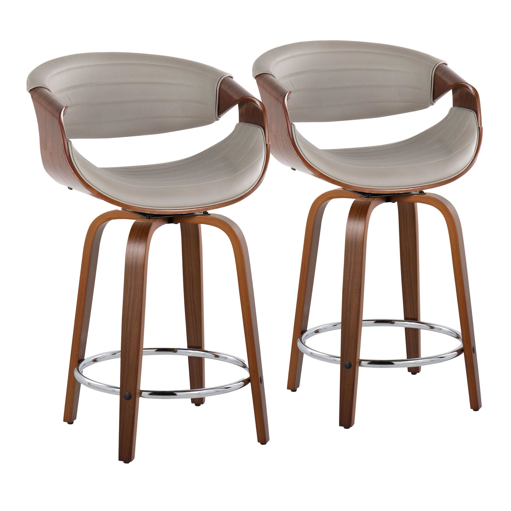 Symphony 24-Inch Walnut and Grey Swivel Counter Stools (Set of 2) 5 Symphony 24-Inch Walnut and Grey Swivel Counter Stools (Set of 2) - Image 5