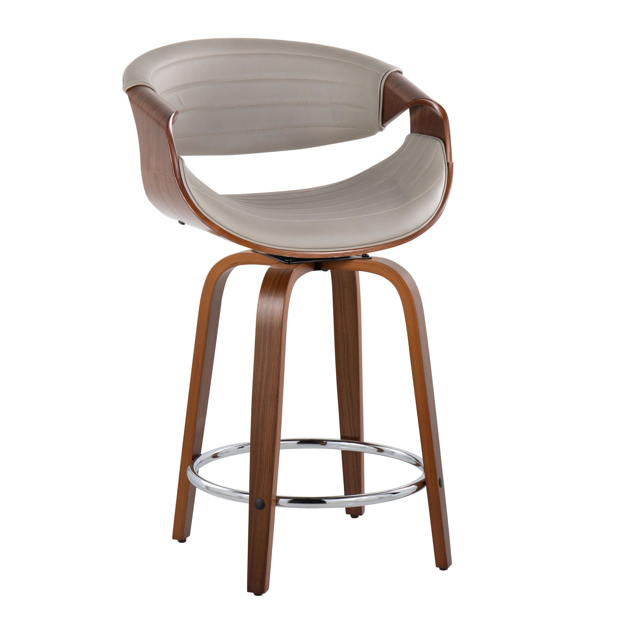 Symphony 24-Inch Walnut and Grey Swivel Counter Stools (Set of 2) 6 Symphony 24-Inch Walnut and Grey Swivel Counter Stools (Set of 2) - Image 6