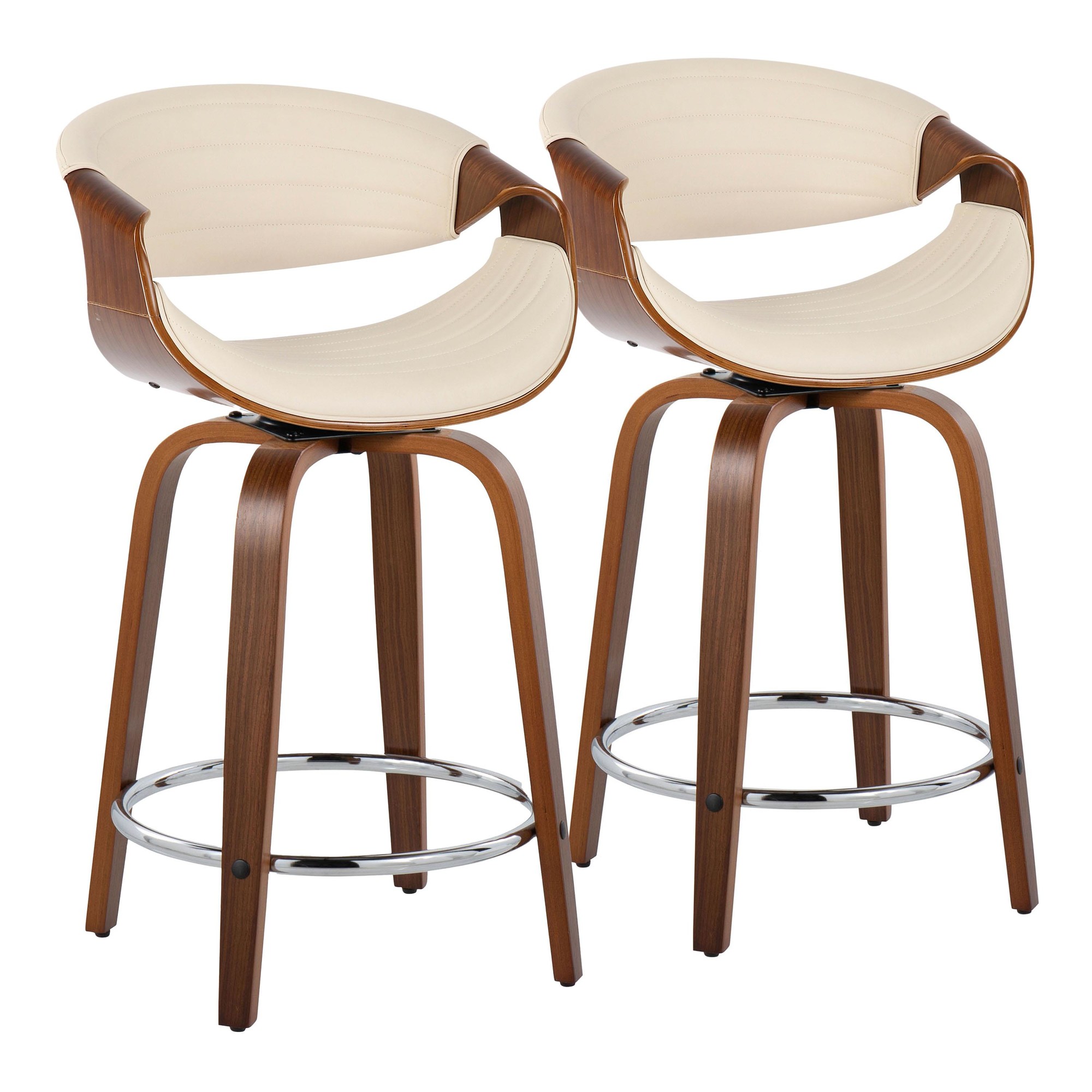 Symphony 24 Mid-Century Modern Cream Swivel Counter Stools (Set of 2) 5 Symphony 24 Mid-Century Modern Cream Swivel Counter Stools (Set of 2) - Image 5