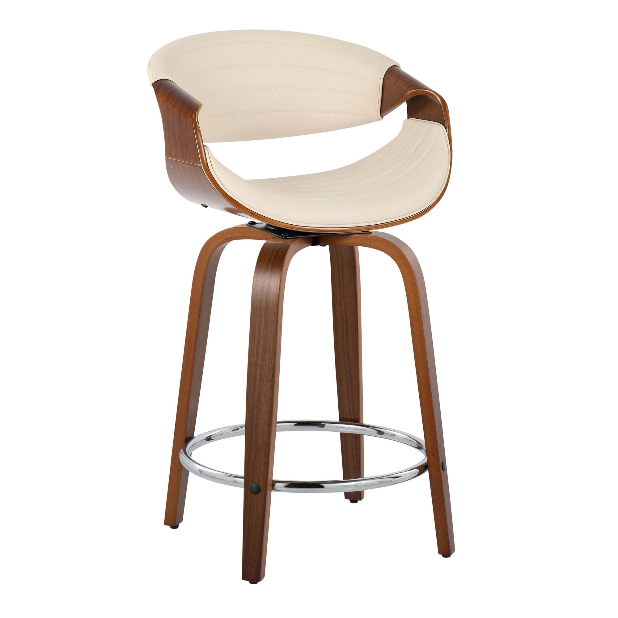 Symphony 24 Mid-Century Modern Cream Swivel Counter Stools (Set of 2) 6 Symphony 24 Mid-Century Modern Cream Swivel Counter Stools (Set of 2) - Image 6