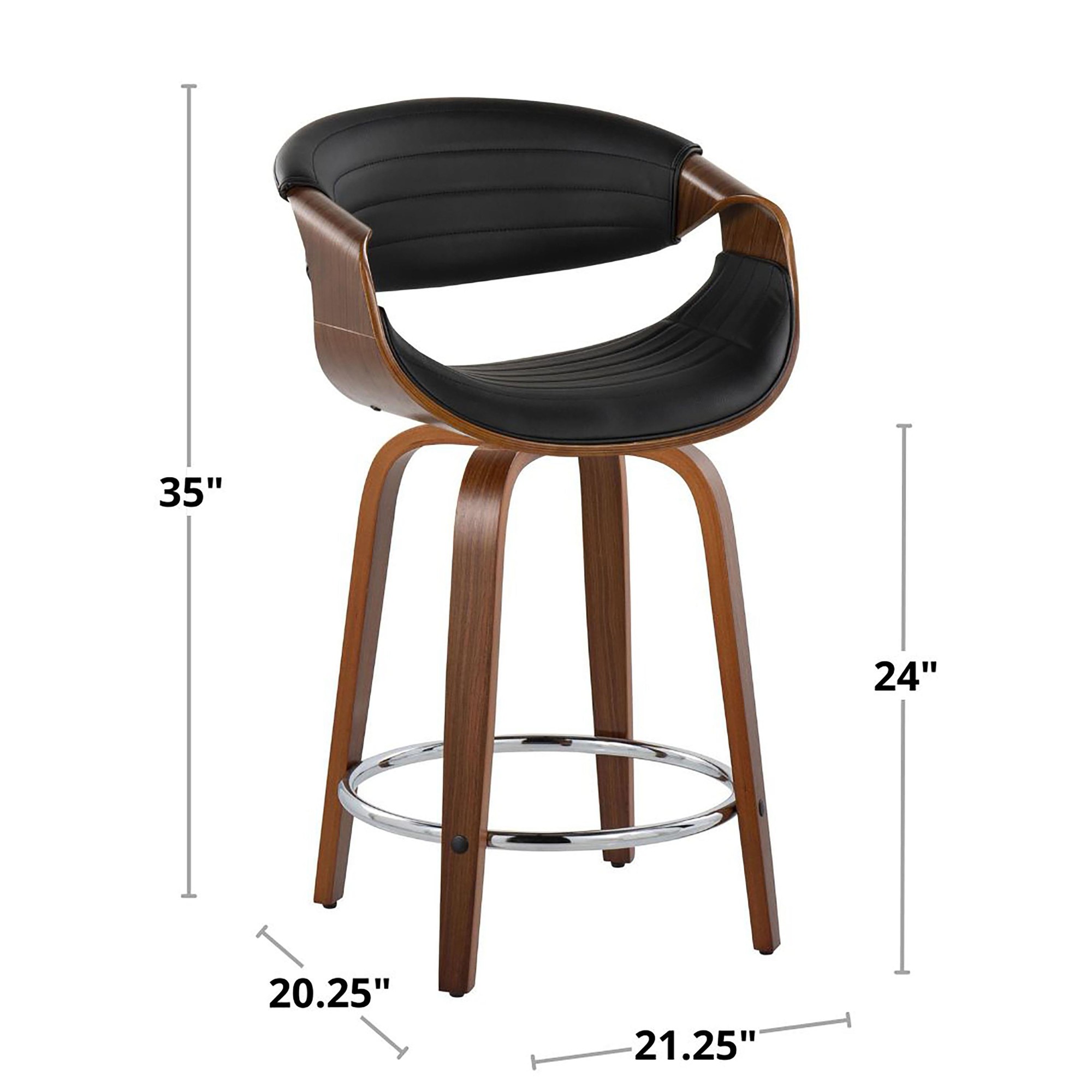 Symphony 24 Mid-Century Swivel Walnut Cream Counter Stools (Set of 2) 11 Symphony 24 Mid-Century Swivel Walnut Cream Counter Stools (Set of 2) - Image 11