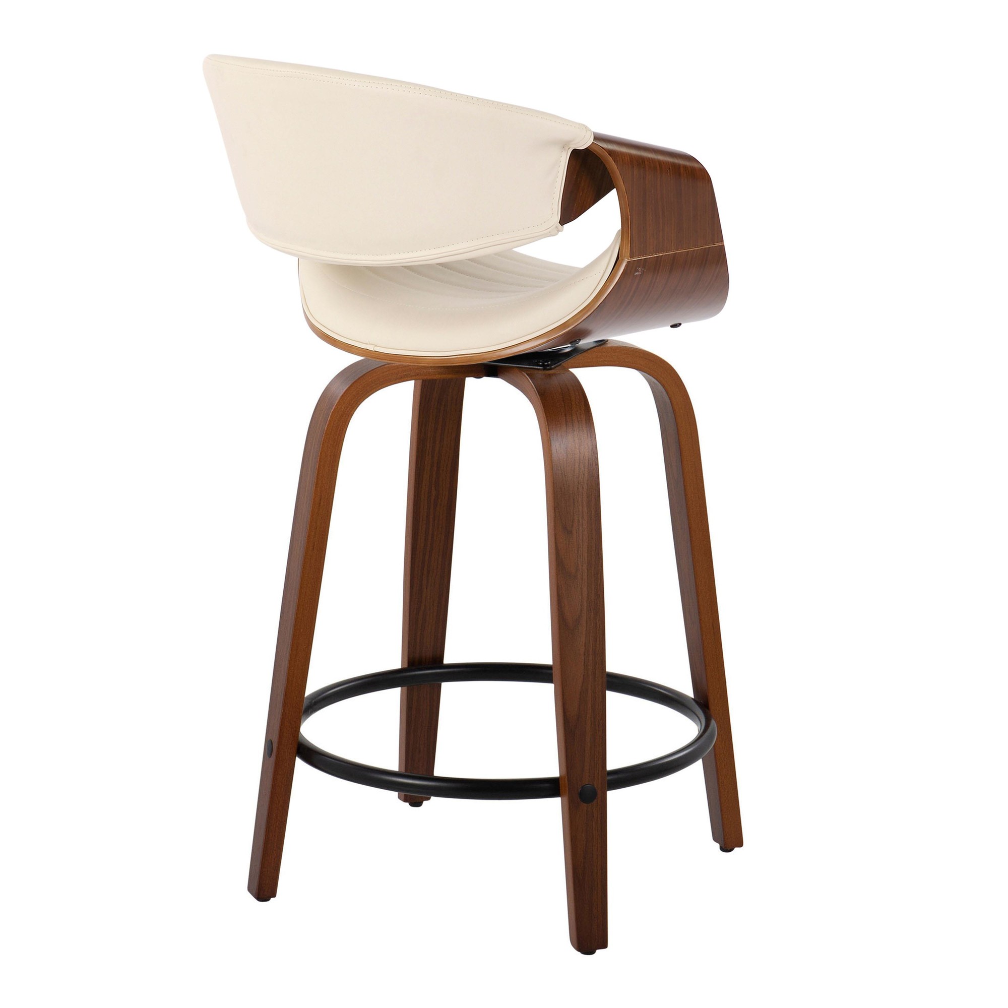 Symphony 24 Mid-Century Swivel Walnut Cream Counter Stools (Set of 2) 8 Symphony 24 Mid-Century Swivel Walnut Cream Counter Stools (Set of 2) - Image 8