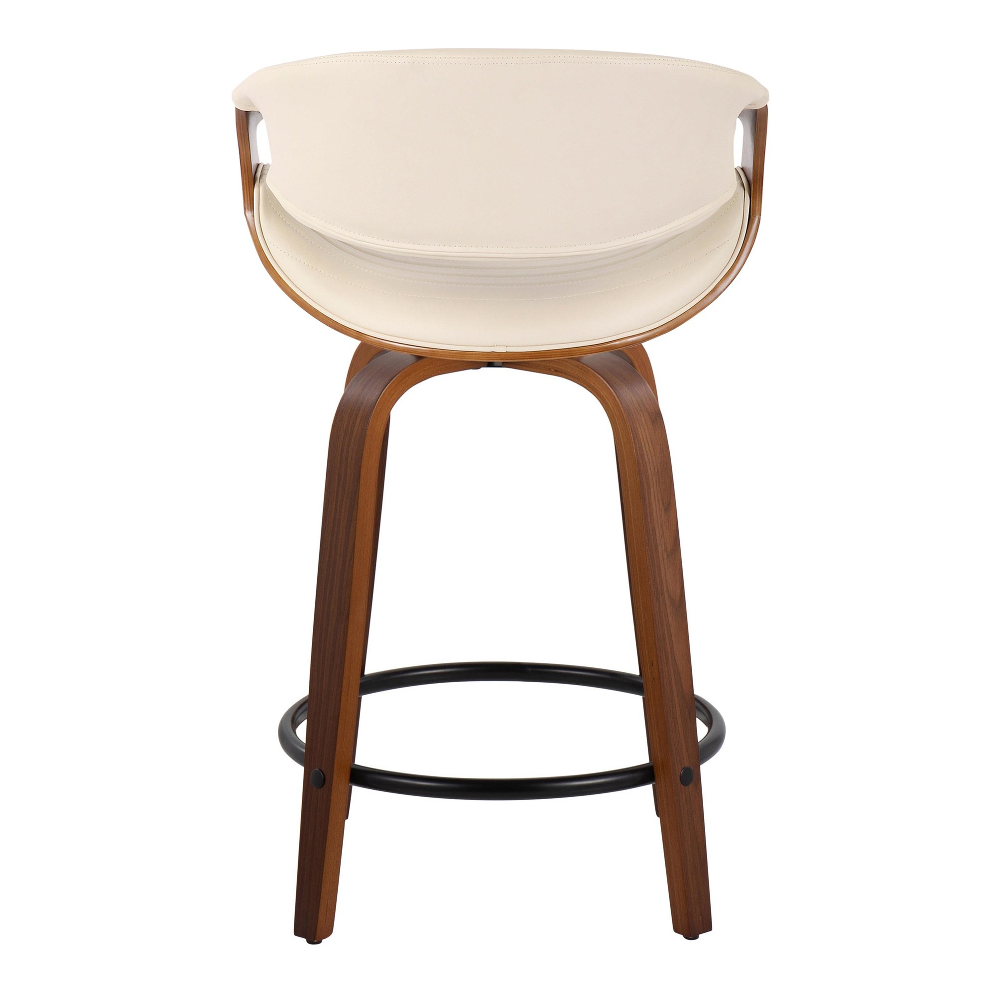 Symphony 24 Mid-Century Swivel Walnut Cream Counter Stools (Set of 2) 9 Symphony 24 Mid-Century Swivel Walnut Cream Counter Stools (Set of 2) - Image 9