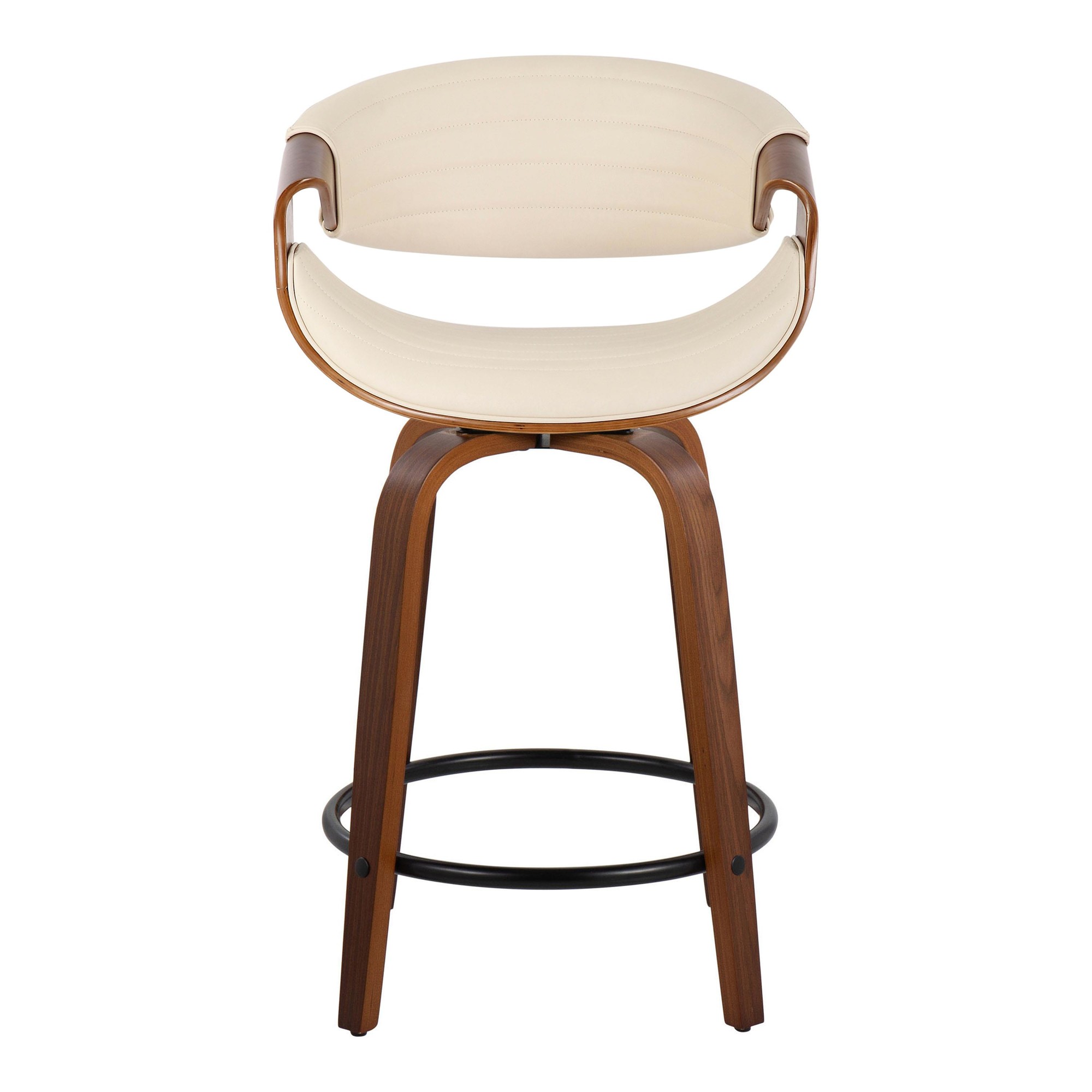 Symphony 24 Mid-Century Swivel Walnut Cream Counter Stools (Set of 2) 10 Symphony 24 Mid-Century Swivel Walnut Cream Counter Stools (Set of 2) - Image 10