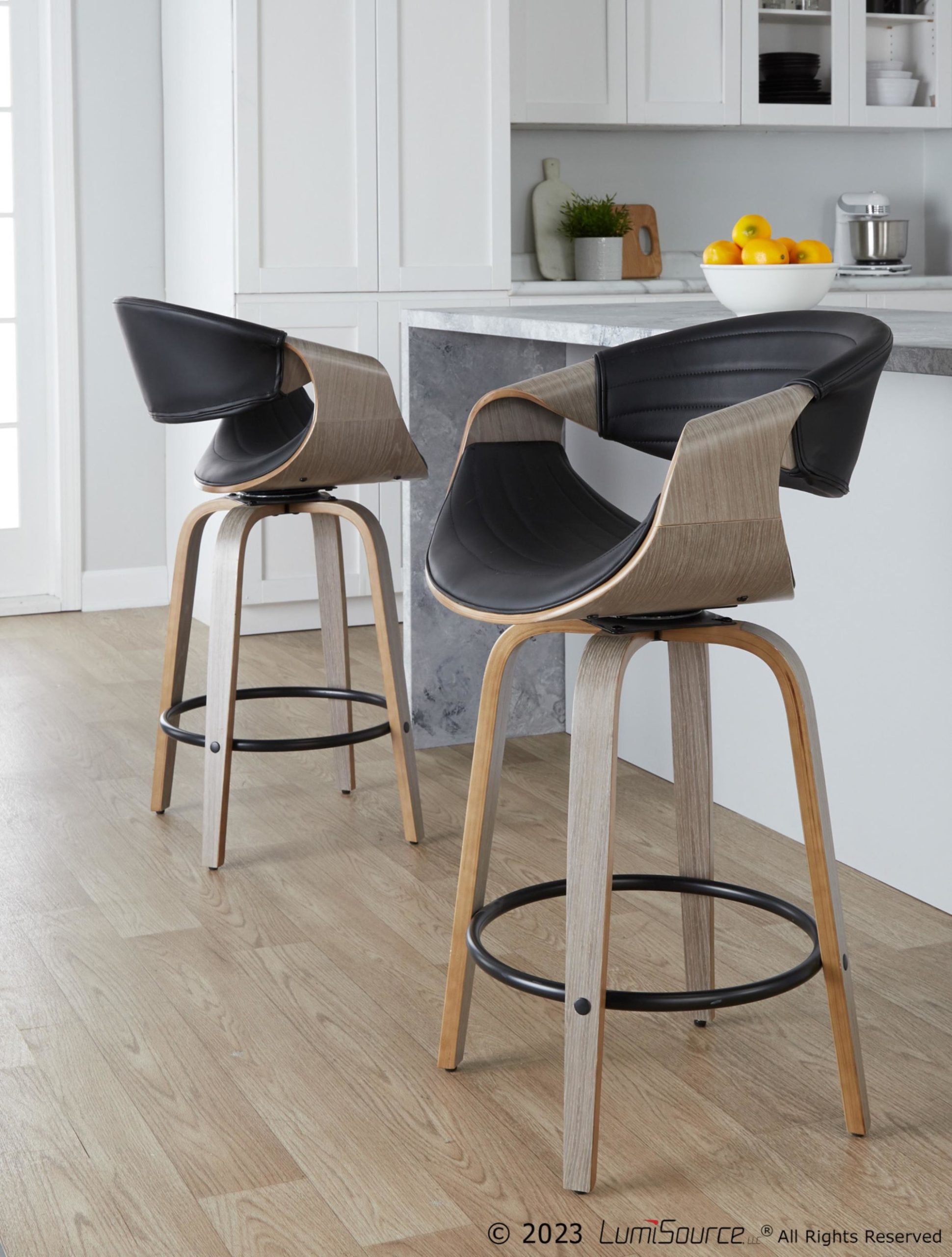 Symphony 26-Inch Light Grey Mid-Century Modern Swivel Counter Stools (Set of 2) 2 Symphony 26-Inch Light Grey Mid-Century Modern Swivel Counter Stools (Set of 2) - Image 2