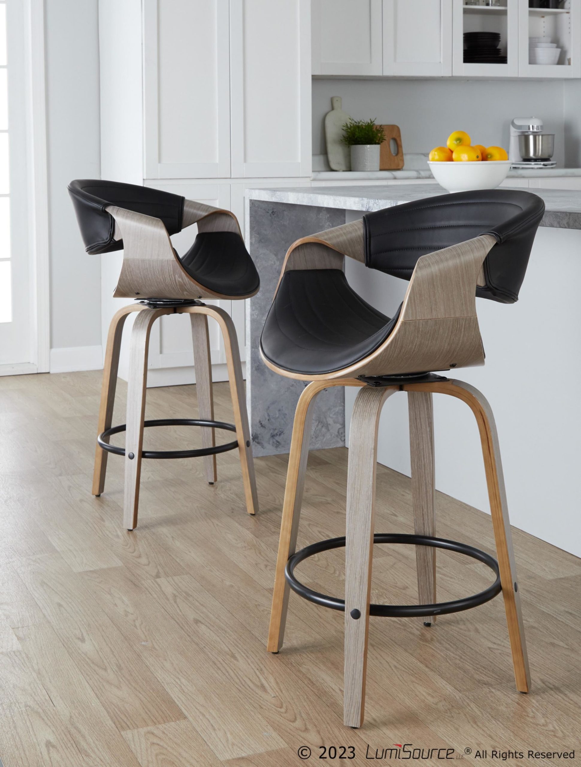 Symphony 26-Inch Light Grey Mid-Century Modern Swivel Counter Stools (Set of 2) 3 Symphony 26-Inch Light Grey Mid-Century Modern Swivel Counter Stools (Set of 2) - Image 3