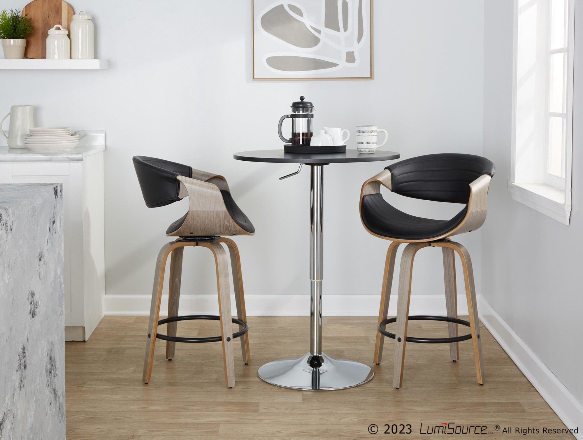 Symphony 26-Inch Light Grey Mid-Century Modern Swivel Counter Stools (Set of 2) 4 Symphony 26-Inch Light Grey Mid-Century Modern Swivel Counter Stools (Set of 2) - Image 4