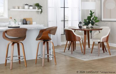 Symphony 26 Mid-Century Espresso Swivel Counter Stools (Set of 2)