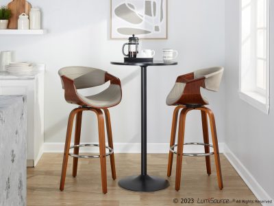 Symphony 30-Inch Walnut Grey Faux Leather Swivel Barstool (Set of 2)