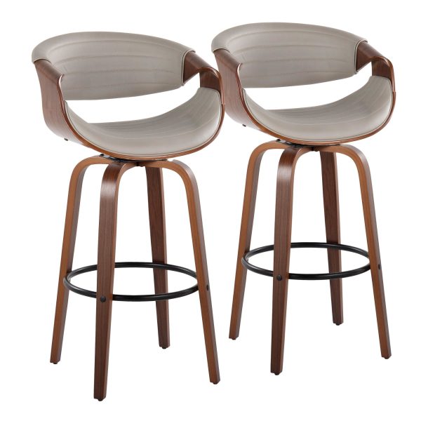 Symphony 30 Mid Century Grey Swivel Barstools Set of 2 2