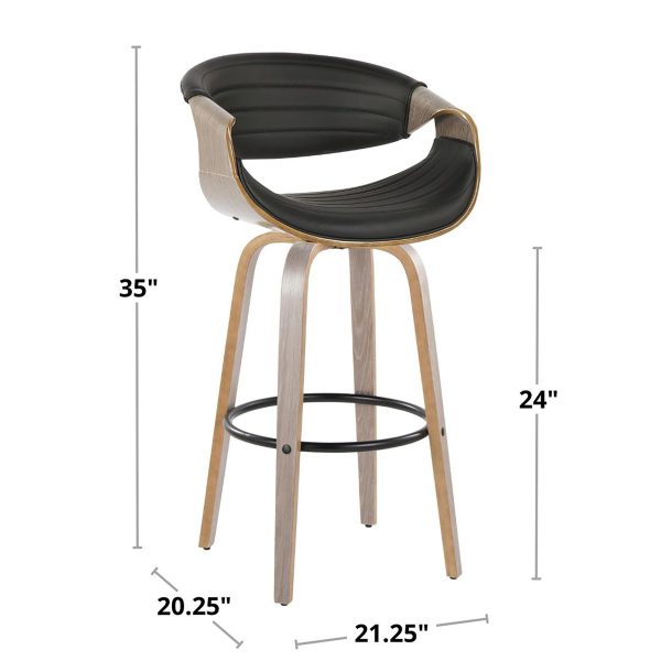 Symphony 30 Mid Century Grey Swivel Barstools Set of 2 8