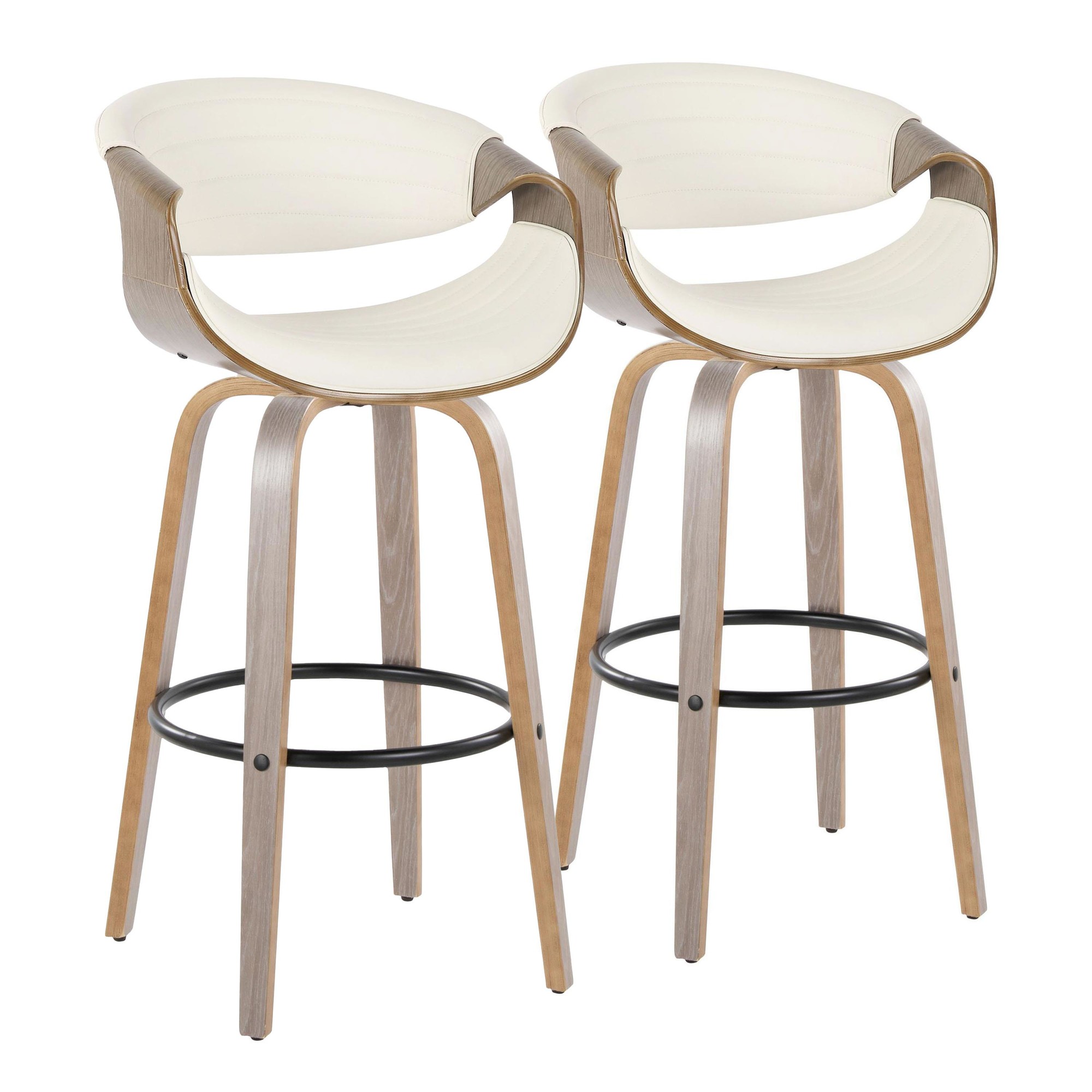 Symphony 30 Mid-Century Modern Light Grey Barstools (Set of 2) 4 Symphony 30 Mid-Century Modern Light Grey Barstools (Set of 2) - Image 4