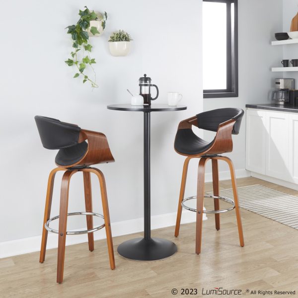 Symphony 30 Mid Century Modern Walnut Barstool Set Set of 2 1