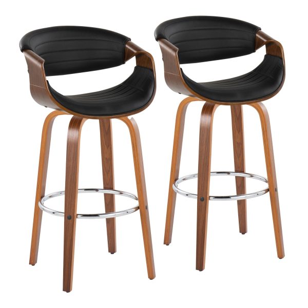Symphony 30 Mid Century Modern Walnut Barstool Set Set of 2 2