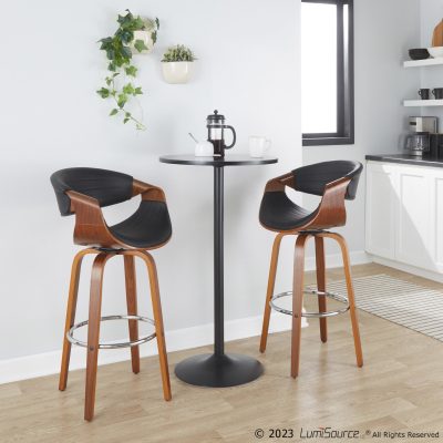 Symphony 30 Mid-Century Modern Walnut Barstool Set (Set of 2)