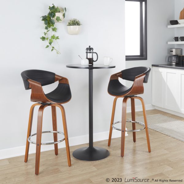 Symphony 30 Mid Century Modern Walnut Barstool Set Set of 2