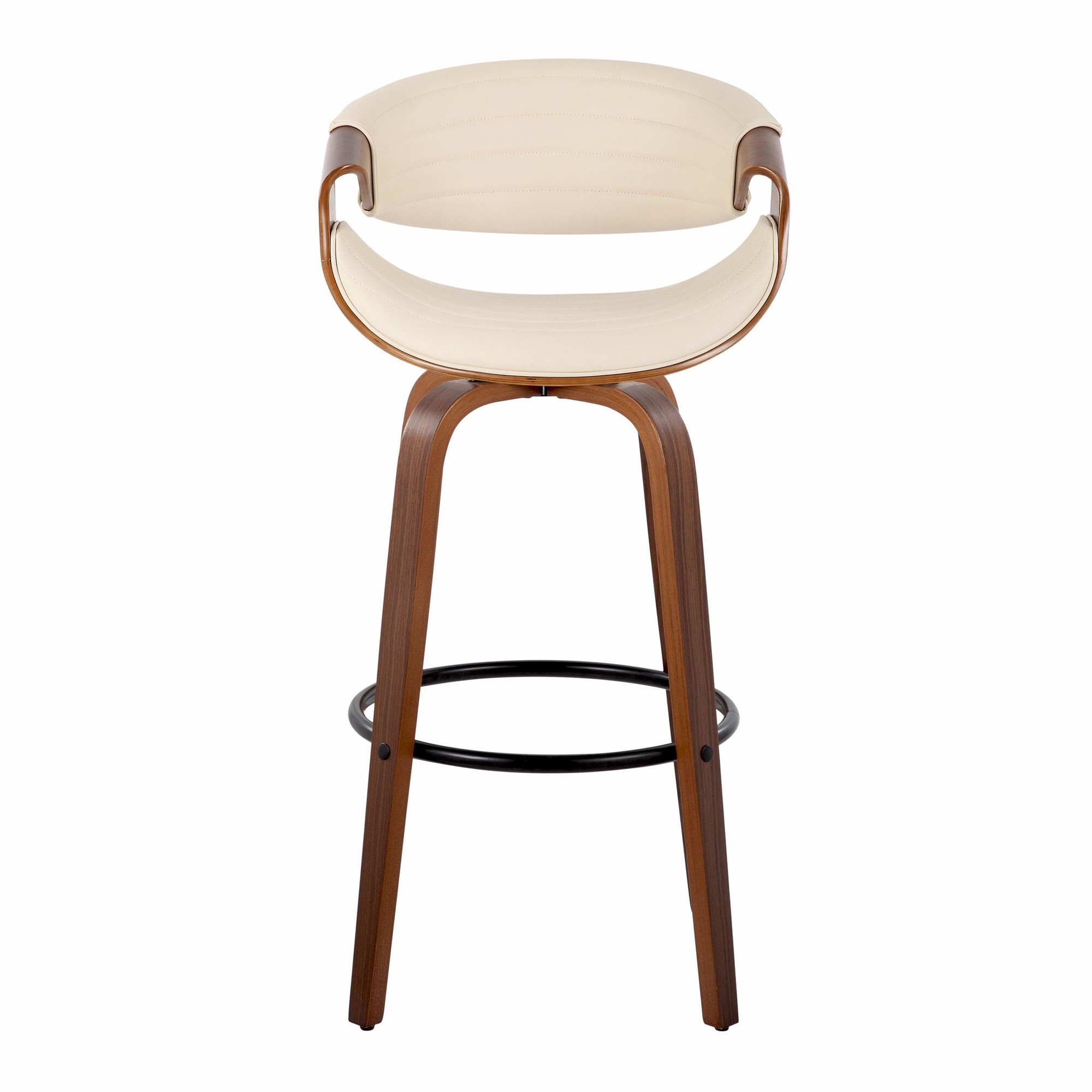 Symphony 30 Mid-Century Modern Walnut/Black Swivel Barstools (Set of 2) 8 Symphony 30 Mid-Century Modern Walnut/Black Swivel Barstools (Set of 2) - Image 8