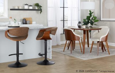 Symphony Espresso Faux Leather Black Walnut Mid-Century Barstools (Set of 2)