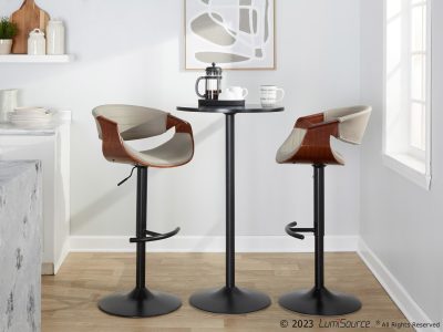 Symphony Grey Faux Leather Black Swivel Barstool Pair (Set of 2)