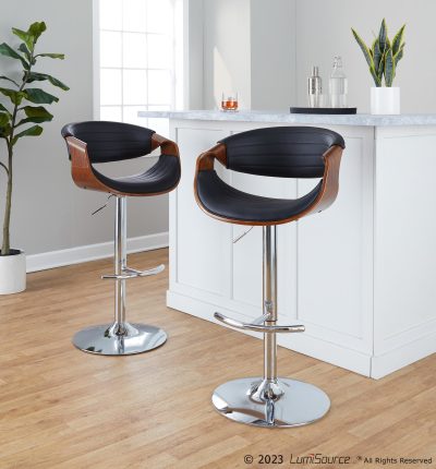 Symphony Grey Faux Leather Mid-Century Modern Swivel Barstool (Set of 2)