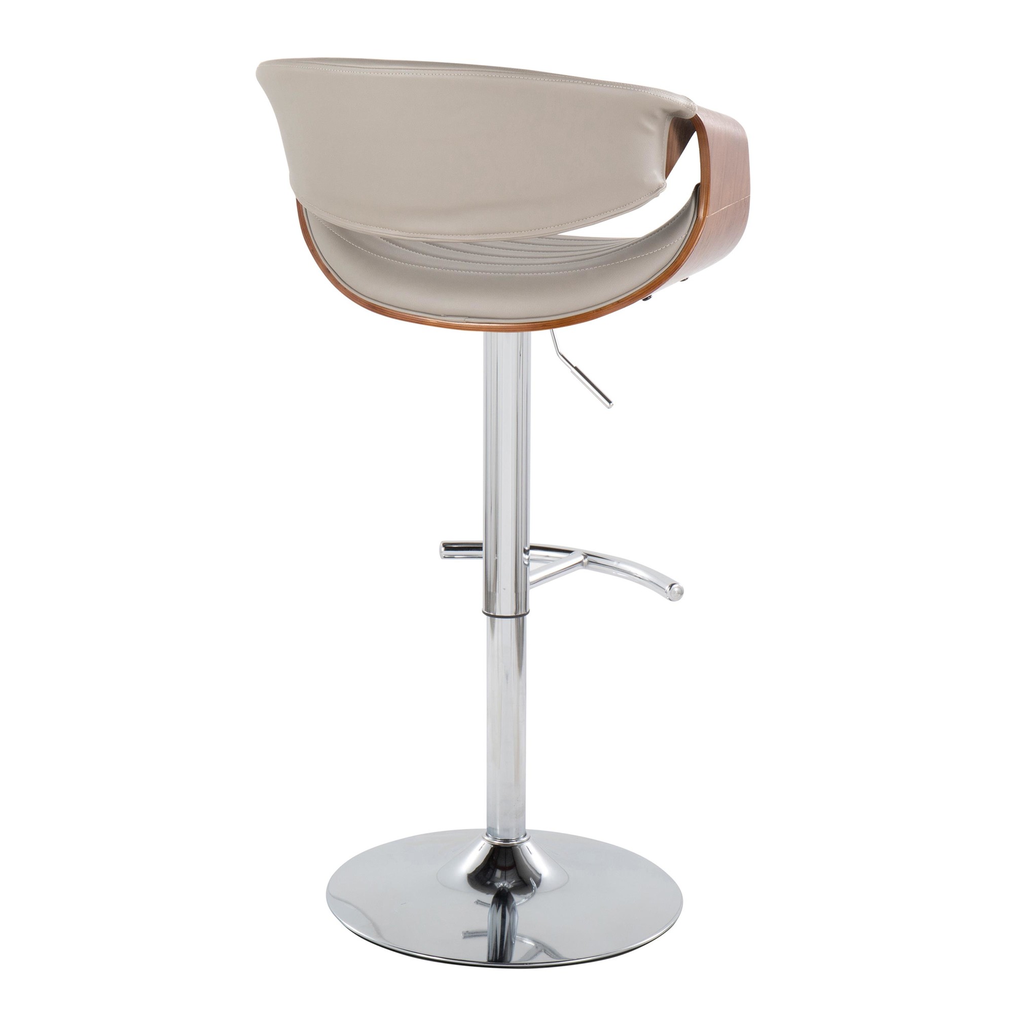 Symphony Grey Faux Leather Walnut Mid-Century Modern Swivel Barstool (Set of 2) 7 Symphony Grey Faux Leather Walnut Mid-Century Modern Swivel Barstool (Set of 2) - Image 7