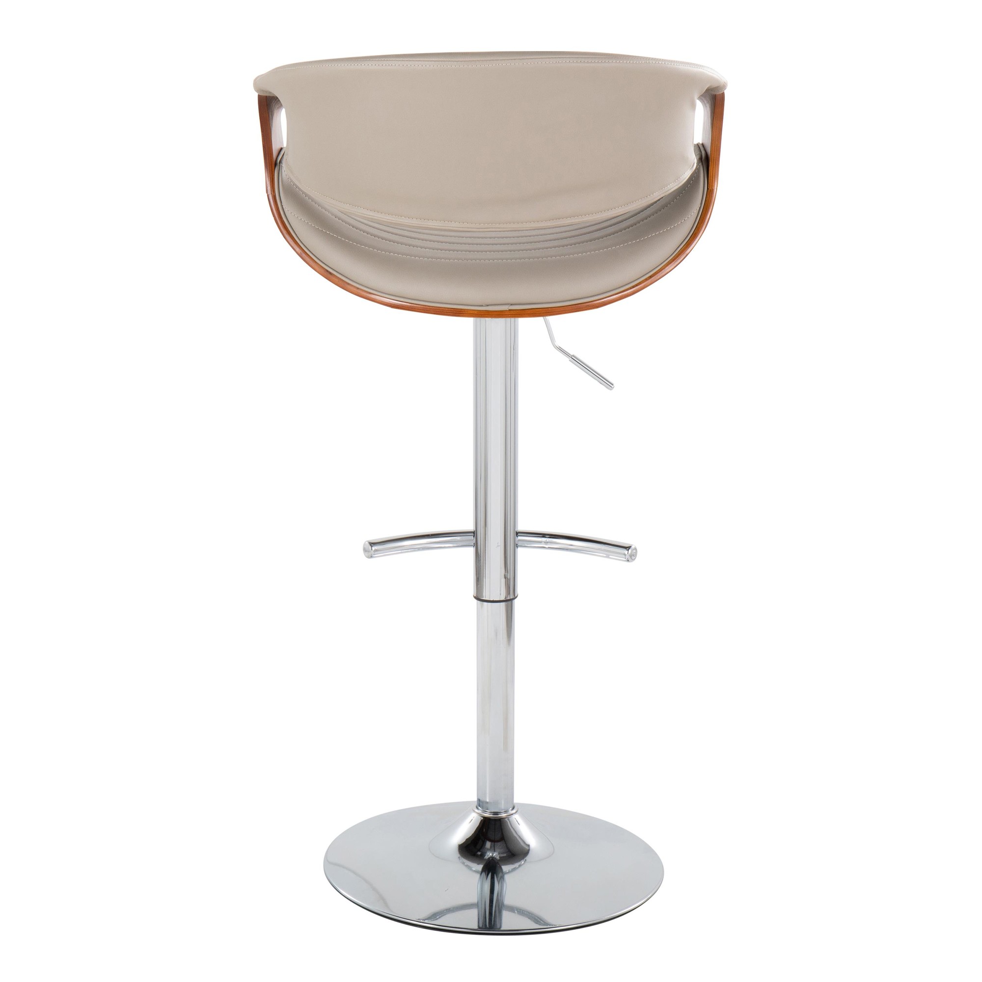 Symphony Grey Faux Leather Walnut Mid-Century Modern Swivel Barstool (Set of 2) 8 Symphony Grey Faux Leather Walnut Mid-Century Modern Swivel Barstool (Set of 2) - Image 8