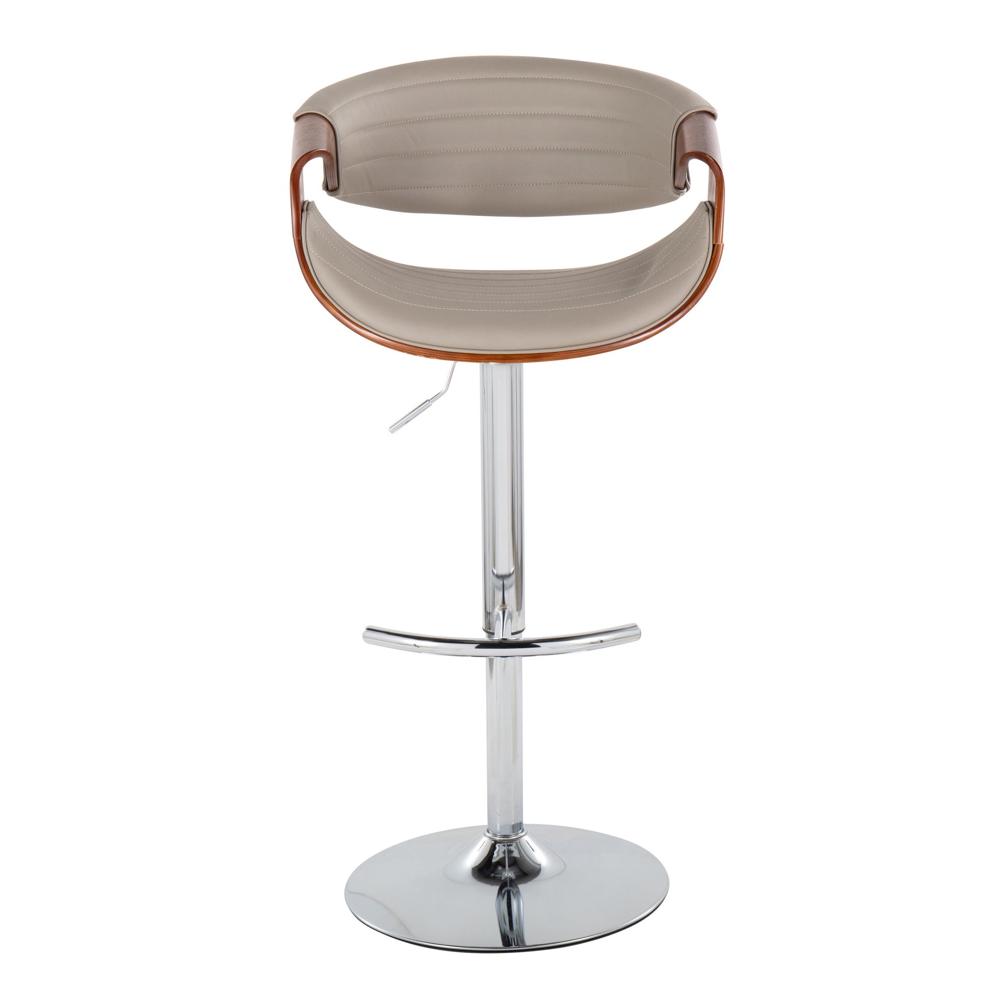 Symphony Grey Faux Leather Walnut Mid-Century Modern Swivel Barstool (Set of 2) 9 Symphony Grey Faux Leather Walnut Mid-Century Modern Swivel Barstool (Set of 2) - Image 9