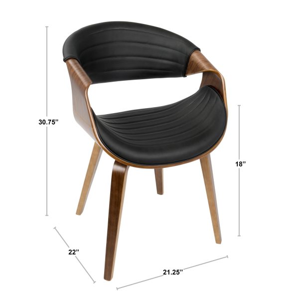 Symphony Light Grey Wood Black Faux Leather Mid Century Chair 11