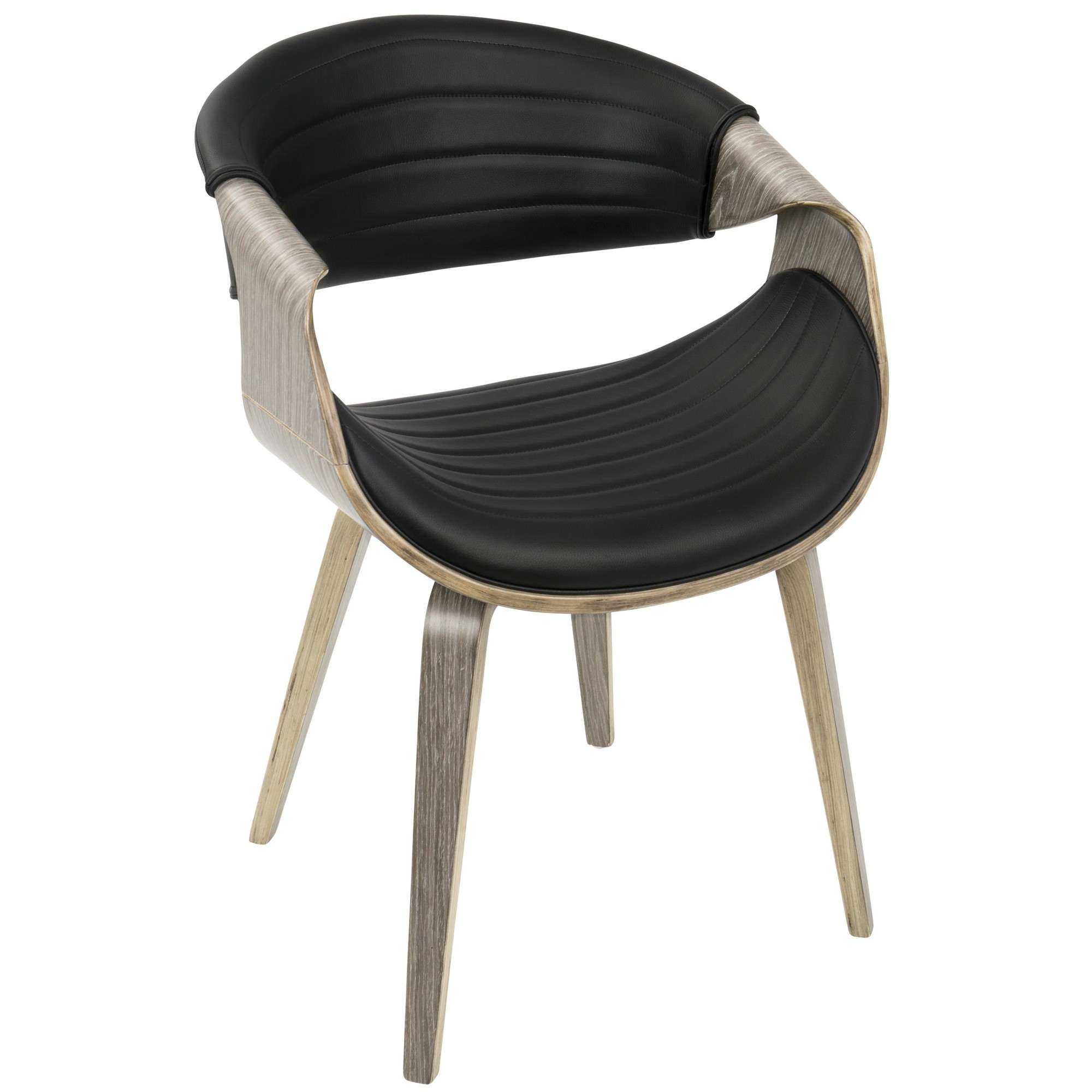 Symphony Light Grey Wood Black Faux Leather Mid-Century Chair 6 Symphony Light Grey Wood Black Faux Leather Mid-Century Chair - Image 6