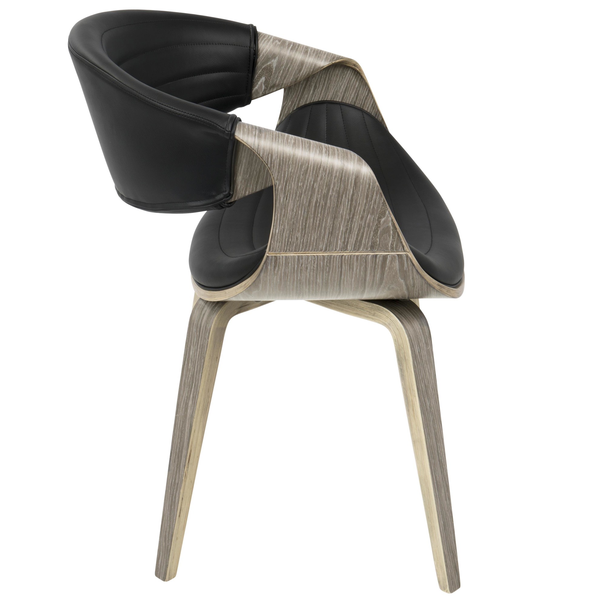 Symphony Light Grey Wood Black Faux Leather Mid-Century Chair 7 Symphony Light Grey Wood Black Faux Leather Mid-Century Chair - Image 7